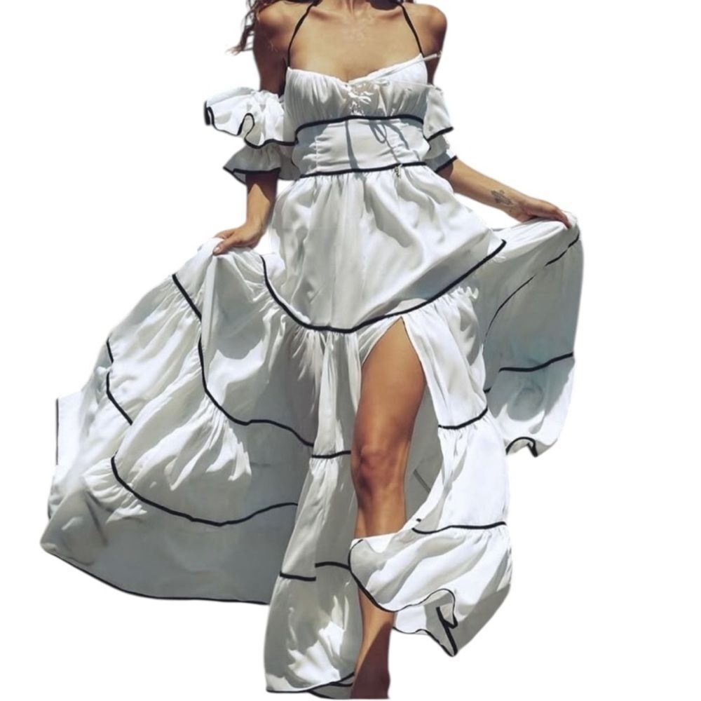 Revise Black And White Halter Back Maxi Dress(Size 42)